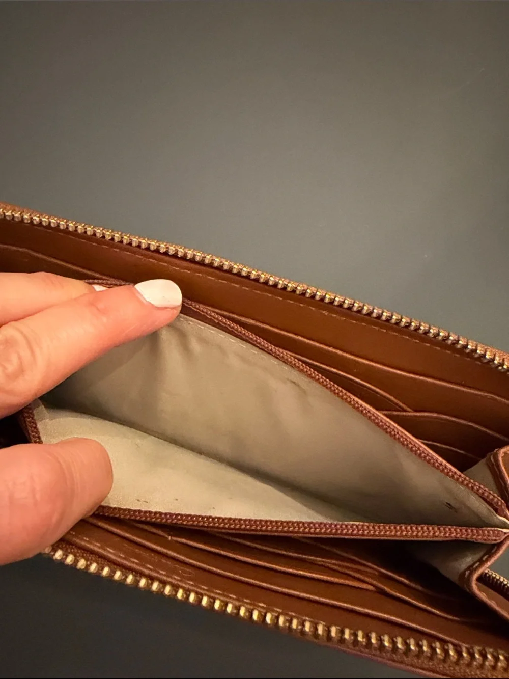 Cole Haan Tan Leather Zip Wallet